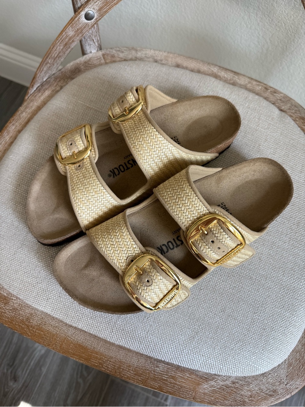 Birkenstock Arizona Raffia Big Buckle Sandals - Picture 3 of 7